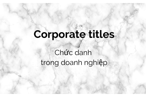 Chức danh trong doanh nghiệp (Corporate titles) là gì? Nội dung về chức danh trong doanh nghiệp